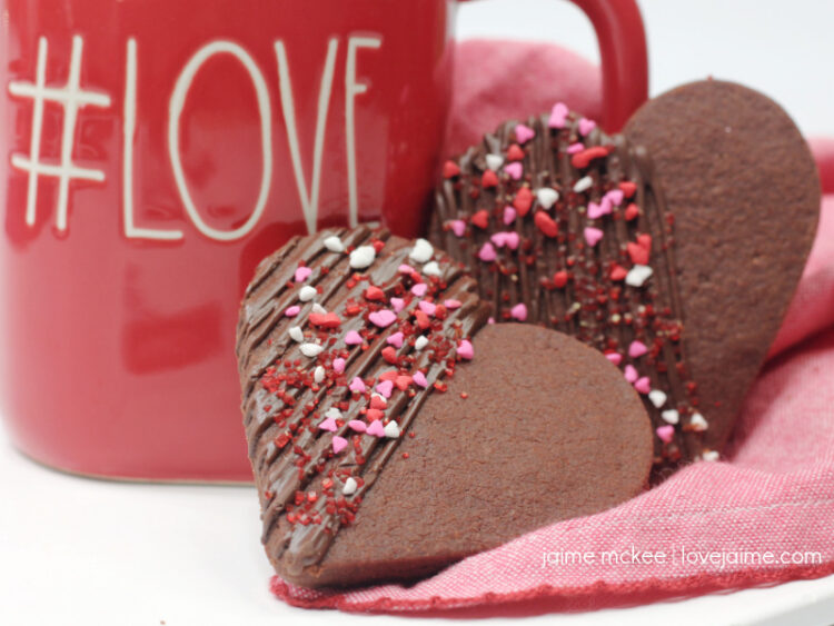 Chocolate Shortbread Hearts Cookies
