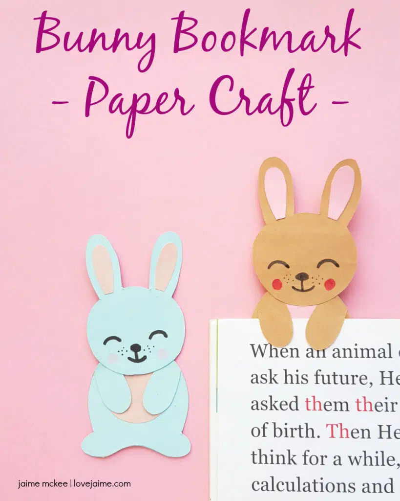 This bunny bookmark paper craft is fairly easy to make - free template included here!