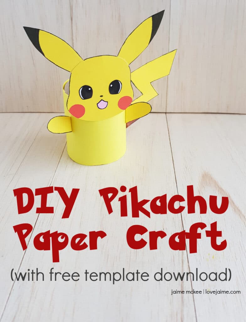 This Pikachu paper craft is easy enough for kids to make and a fun activity for any Pokémon fan. Free template download! 