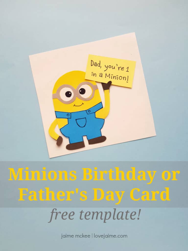 This minion Father's Day card is simple enough for kids to make on their own - and customize for dad! Very fun and cute craft, with a free minions template to download.