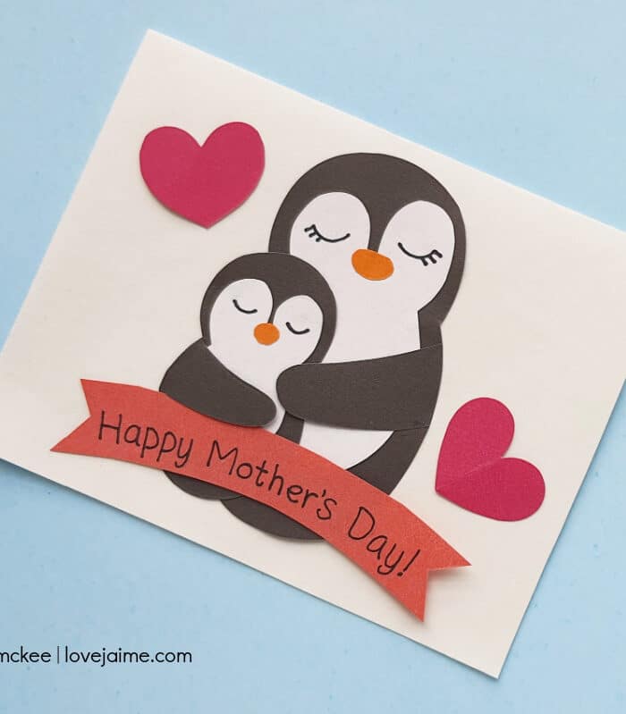 Penguin Mother’s Day Card – tutorial and free template